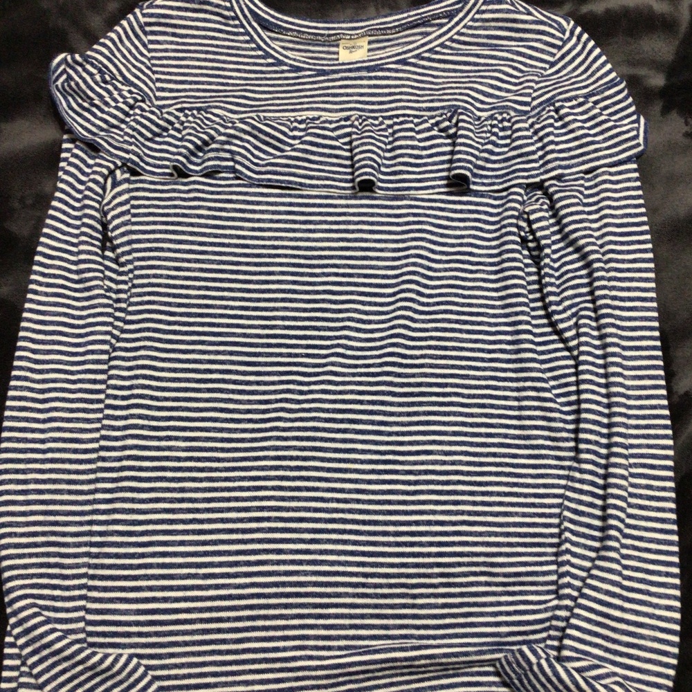 Oshkosh, 12, Girls blue striped ruffle light sweater